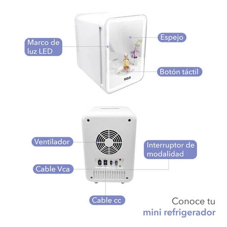 4 Rca Mini Refrigerador Con Espejo Rc-4e Color Blanco